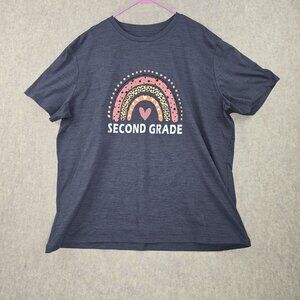 Second Grade Womens Graphic T-Shirt Dark Gray 4XL 100% Polyester Relaxed Fit